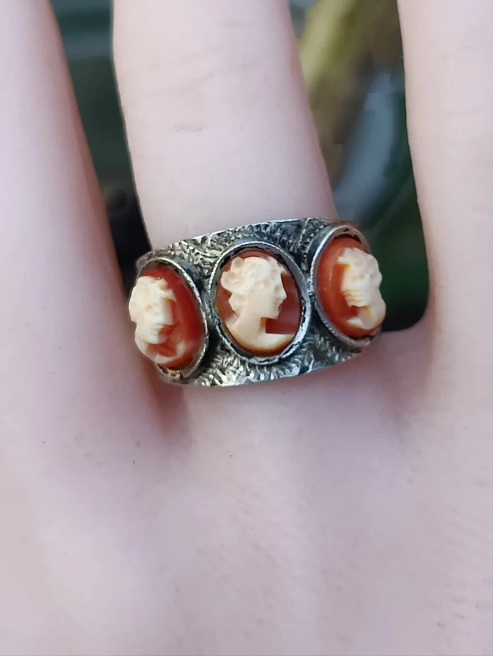 Antique 800 Silver Cameo Ring